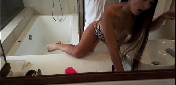  Hotwife fucked hard near mirror in bath when we prepared to night party - PassionBunny